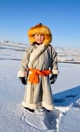 boy in traditional Mongolian costume