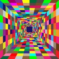 corridor with colored squares
