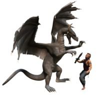 dragon and hero from a fairy tale