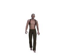 man in trousers and torso moves forward