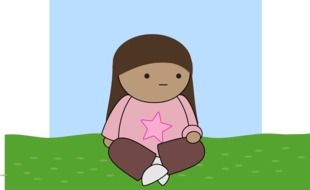 graphic image of cartoon character on green grass