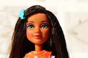 doll's face with brown hair