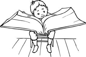 clipart of the boy is reading a big book