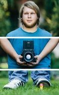 collage of photos of a man
