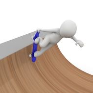 athlete on a blue skateboard rides down