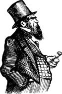 drawing monsieur in a suit and top hat