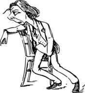 Black and white drawing of a comic character clipart