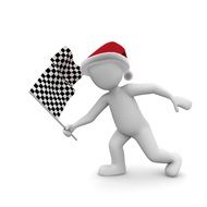Santa Claus with a flag in his hand
