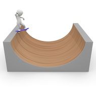 athlete on a blue skateboard on a hill