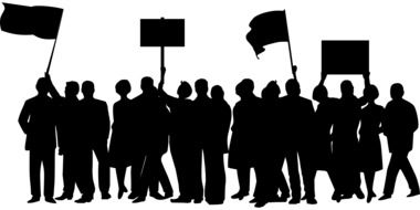 Silhouettes of the crowd demonstration clipart