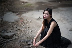 thoughtful asian model