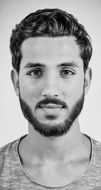 black and white portrait of a handsome man