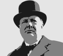 Churchill, Britain prime minister, black and white portrait