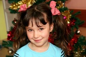 child near christmas tree