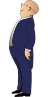 comic character in blue tailcoat