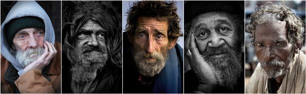 collage of portraits of old men