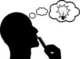 Black and white Bright Contemplation Idea drawing