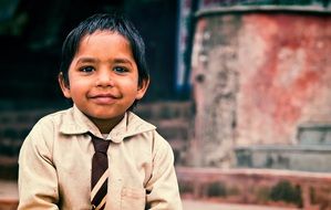 portrait of indian boy among nature