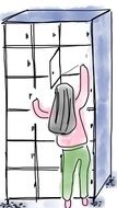 she opens the boxes as a drawing