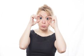 funny caricature of a girl with big eyes