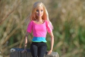 Barbie doll on a concrete slab
