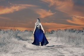 Girl in blue Dress