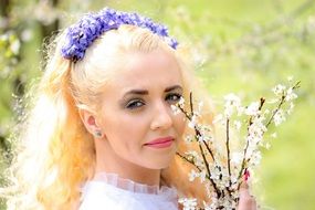 blonde with purple floral wreath