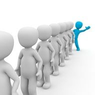 people are standing in a row one after another