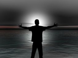 silhouette of a man on the skyline