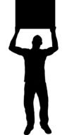 clipart of black silhouette of a man with a sign