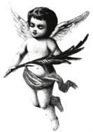 Black and white vintage drawing of the angel clipart