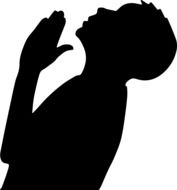 Black silhouette of a praying man on a white background
