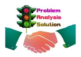 drawing of shaking hands after problem solution analysis