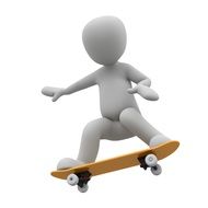 man jumping on skateboard, render