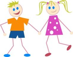 children as colorful shapes