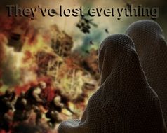 they have lost everything, poster with muslim refugees