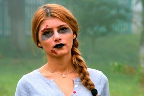 girl with makeup for halloween
