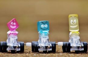 Funny men in racing cars