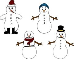 variety of snowmen in the picture
