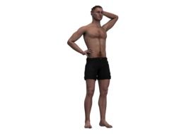 man in shorts and with a torso as 3d illustration