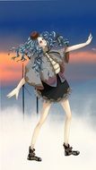 cartooned girl with blue hair