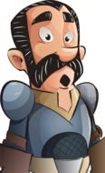 cartoon man with mustache and armor