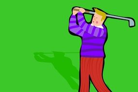 drawn golfer on the lawn