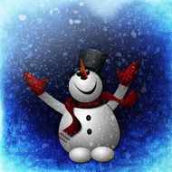 snowman in snowfall