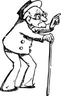 old man with a cane, vintage drawing