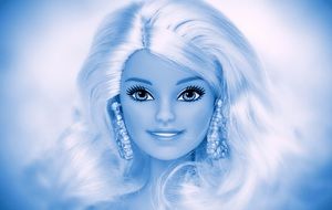 blue Portrait of Barbie doll