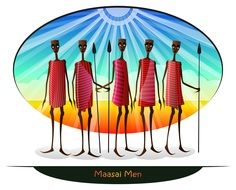 maasai men, warriors, drawing