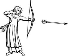 girl shoots a bow as a drawing