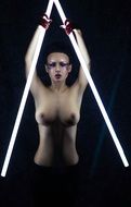 topless model with led sticks