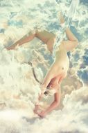 woman in clouds